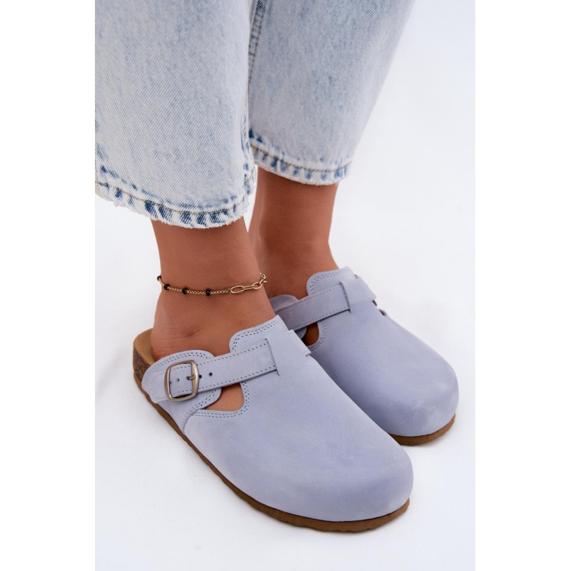 Kožené Muly s sponou Zazoo 1905 Modrá - Modrá