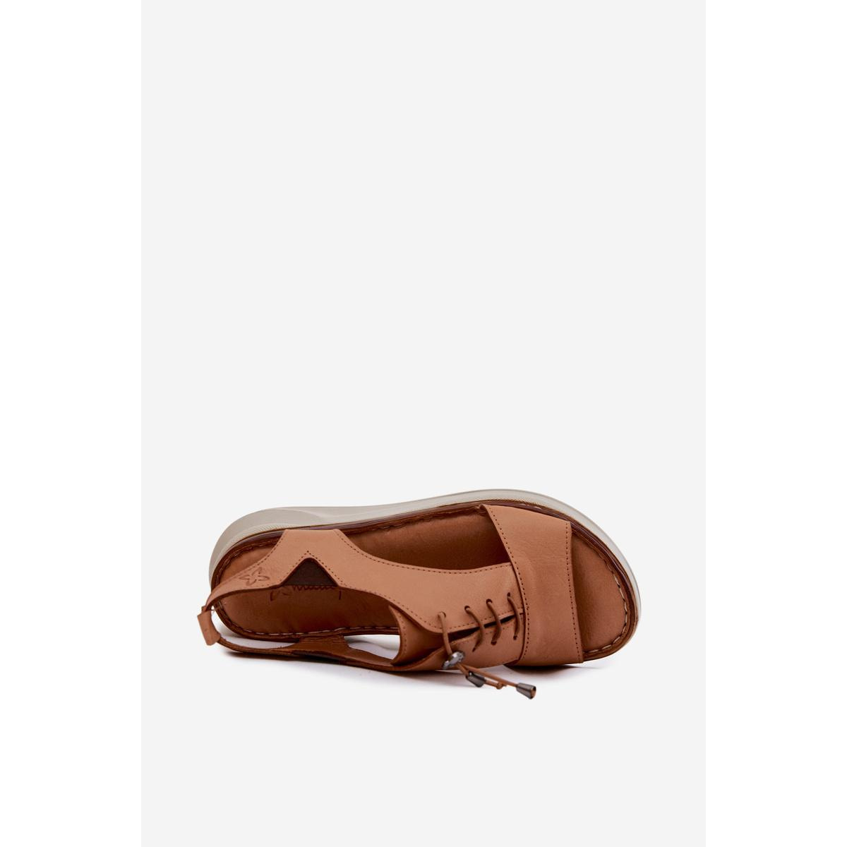 Kožené dámske sandále na platforme Maciejka I7646-29 Camel - Odtiene hnedej a béžovej