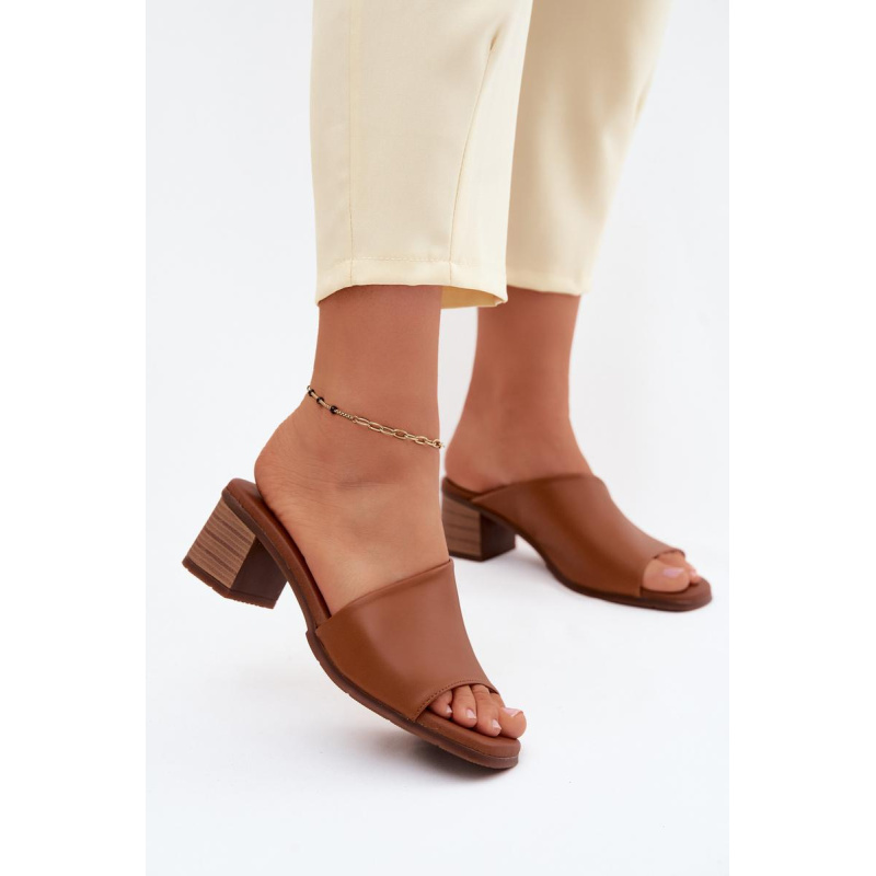 Kožené Dámske Sandále Na Opätku Maciejka E7395-29 Camel - Odtiene hnedej a béžovej