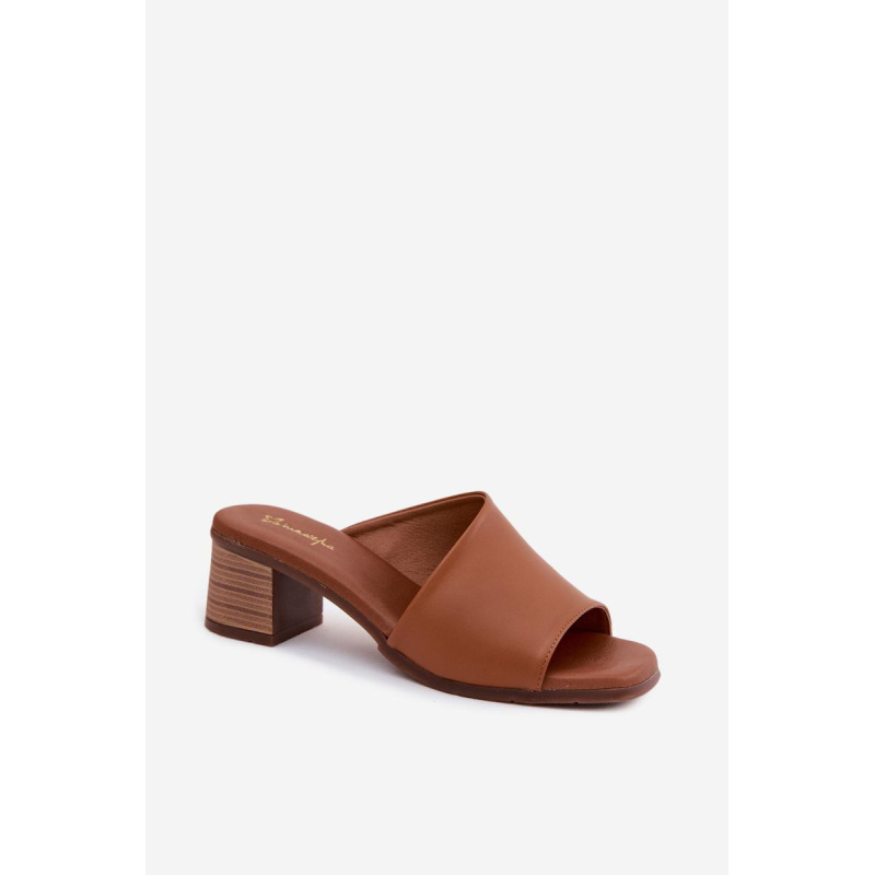 Kožené Dámske Sandále Na Opätku Maciejka E7395-29 Camel - Odtiene hnedej a béžovej