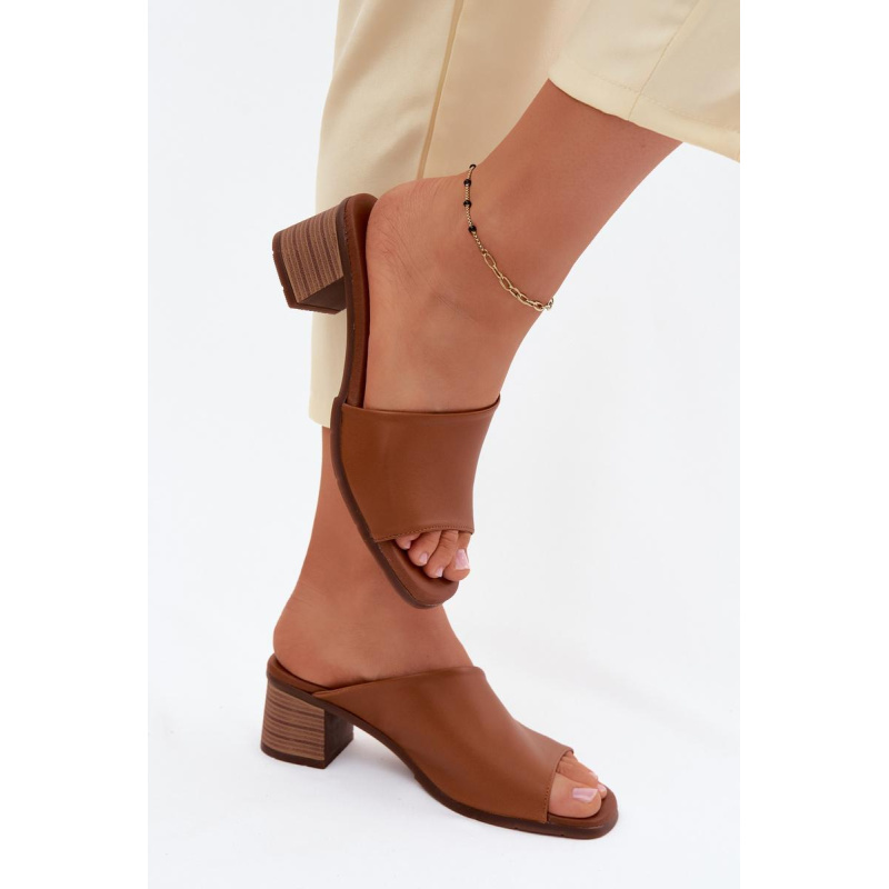 Kožené Dámske Sandále Na Opätku Maciejka E7395-29 Camel - Odtiene hnedej a béžovej