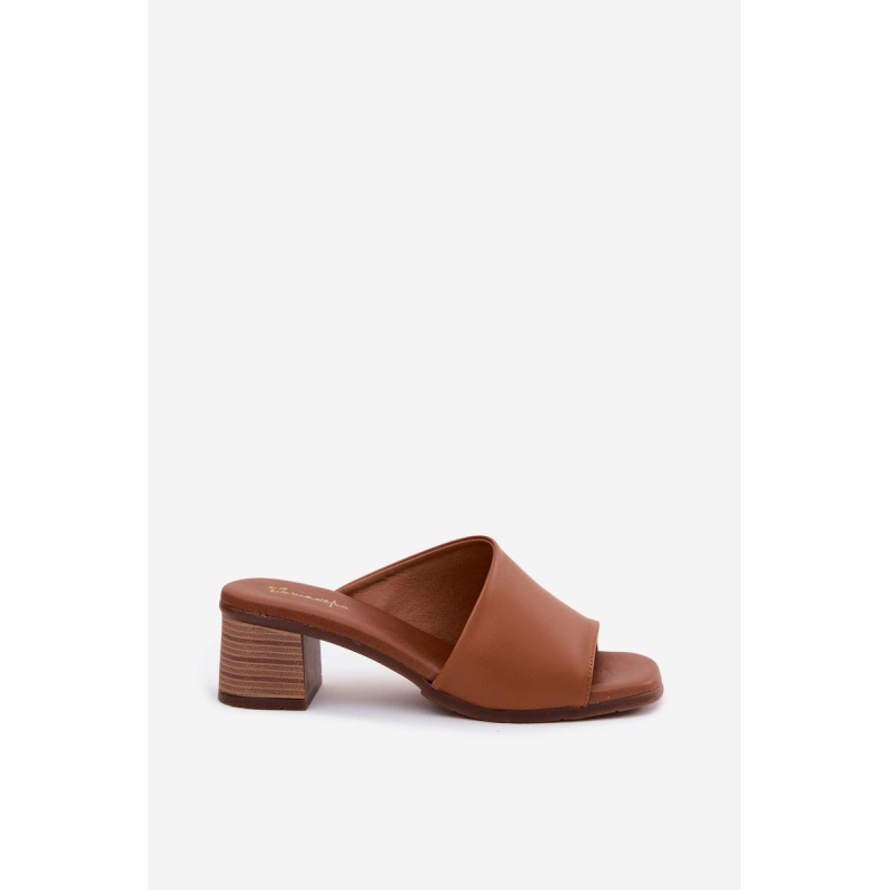 Kožené Dámske Sandále Na Opätku Maciejka E7395-29 Camel - Odtiene hnedej a béžovej
