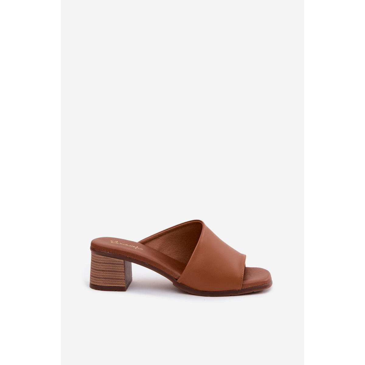 Kožené Dámske Sandále Na Opätku Maciejka E7395-29 Camel - Odtiene hnedej a béžovej