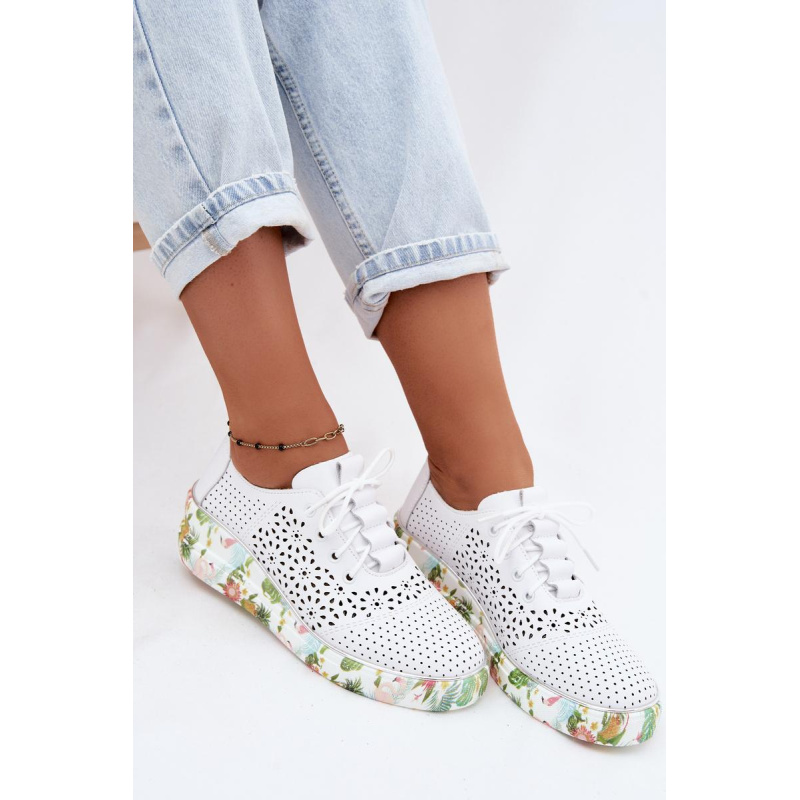 Kožené Sieťované Dámske Topánky Na Platforme Artiker 54C1604 Biele