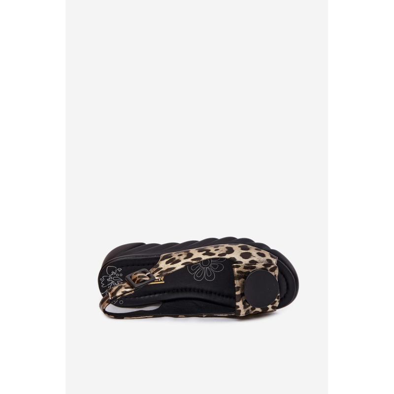 Kožené Platformové Sandále s Leopardím Vzorom Artiker 58C059 Zlato