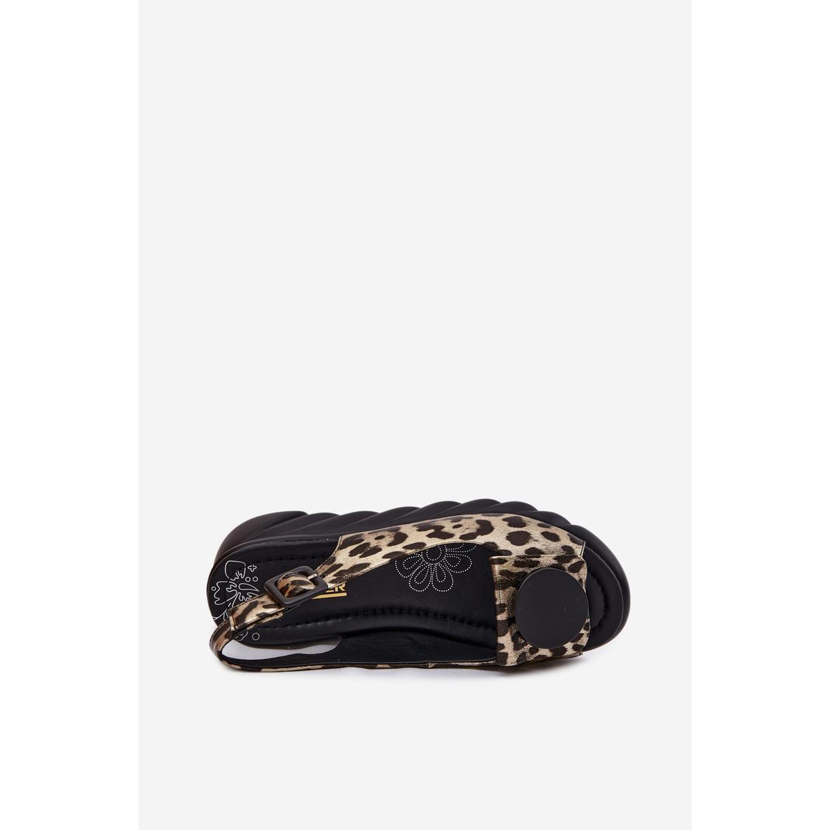 Kožené Platformové Sandále s Leopardím Vzorom Artiker 58C059 Zlato