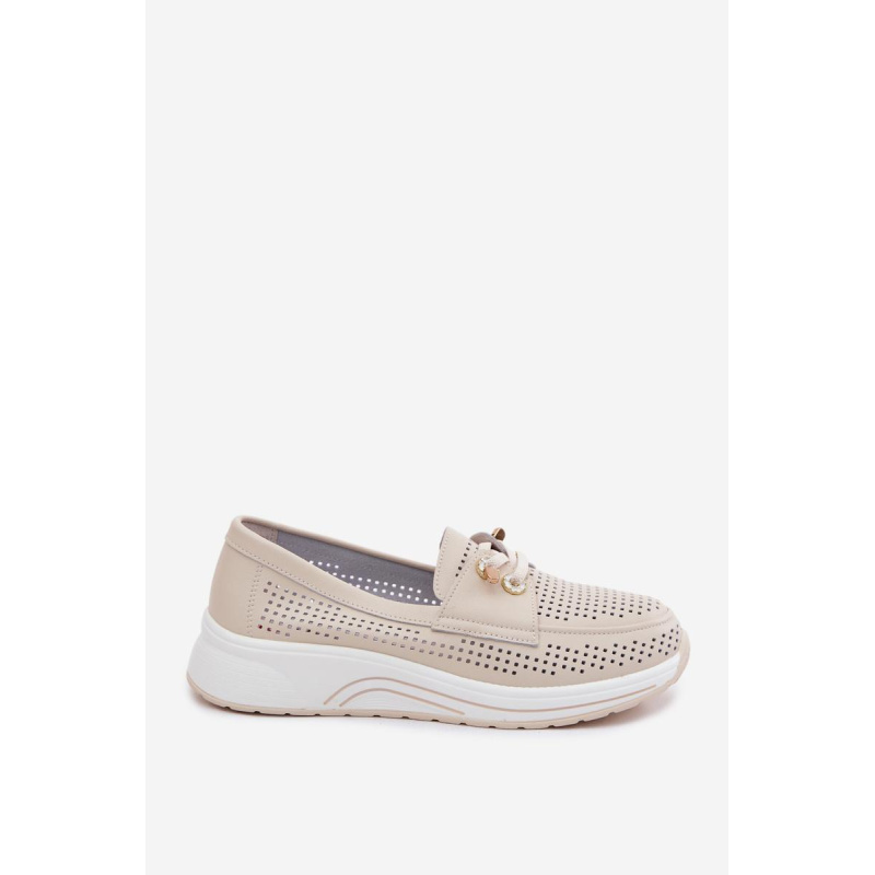 Otváracie slip-on topánky z prírodnej kože Artiker 58C0478 Béžové