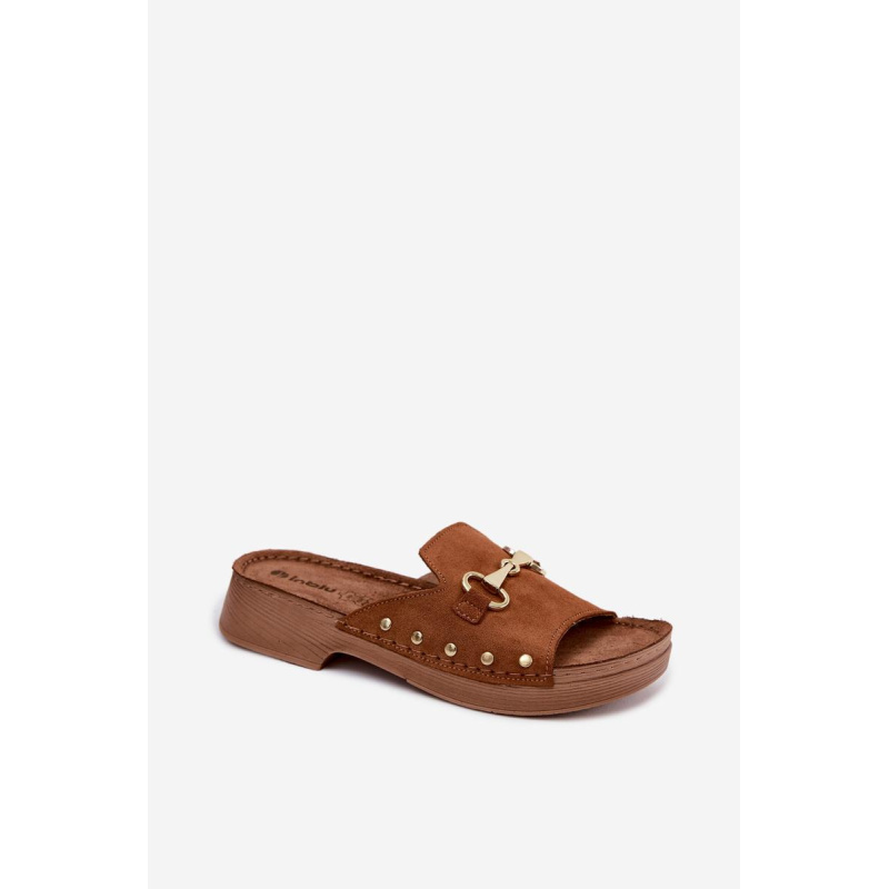 Dámske semišové šľapky Inblu TF0002KU Camel - Odtiene hnedej a béžovej