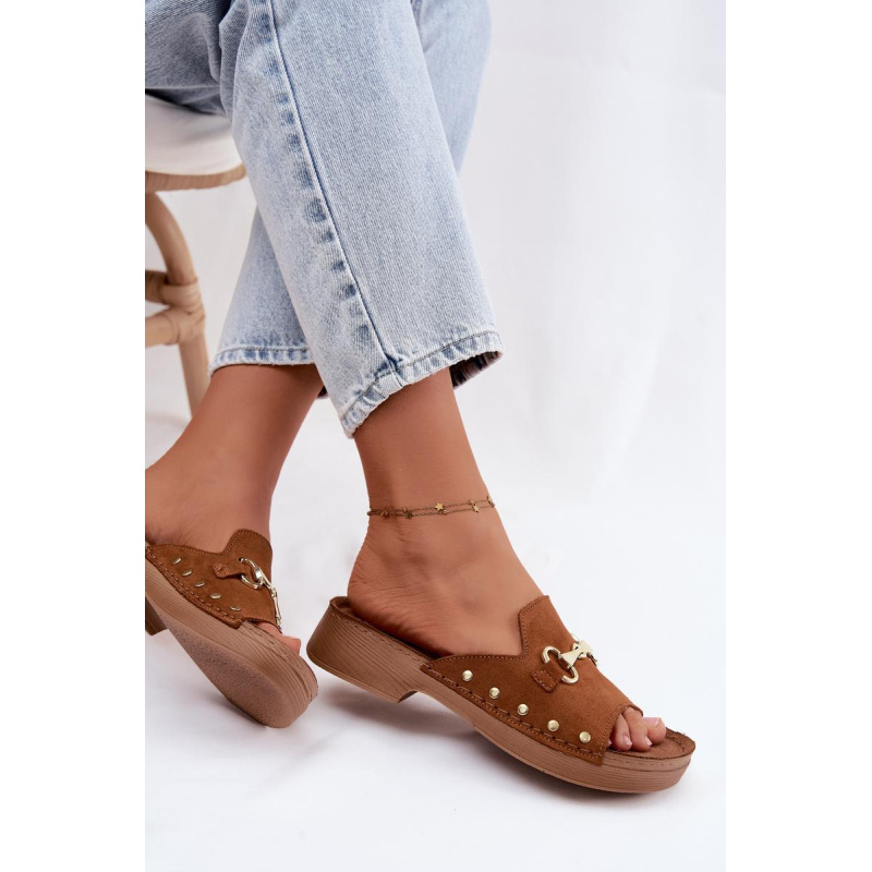 Dámske semišové šľapky Inblu TF0002KU Camel - Odtiene hnedej a béžovej