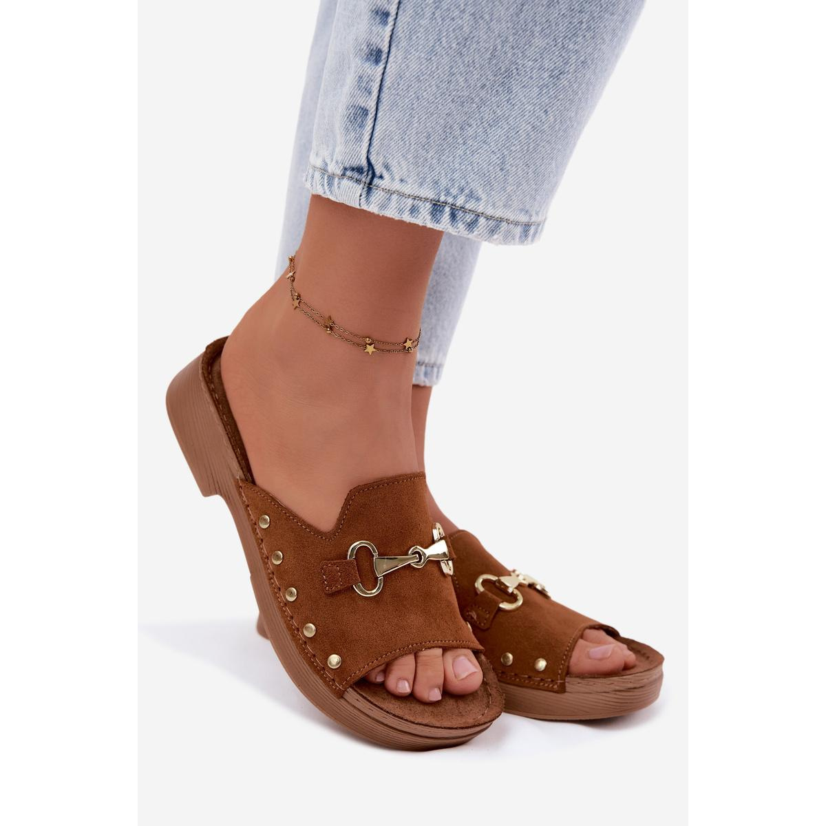 Dámske semišové šľapky Inblu TF0002KU Camel - Odtiene hnedej a béžovej