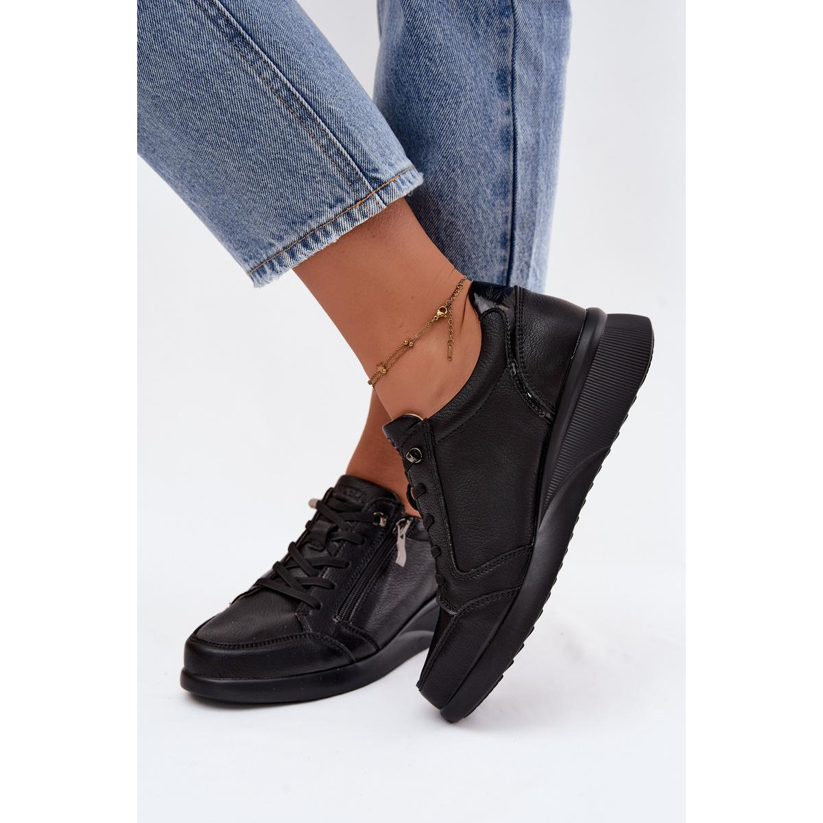 Kožené Sneakers na Platforme Vinceza 79644 Čierne