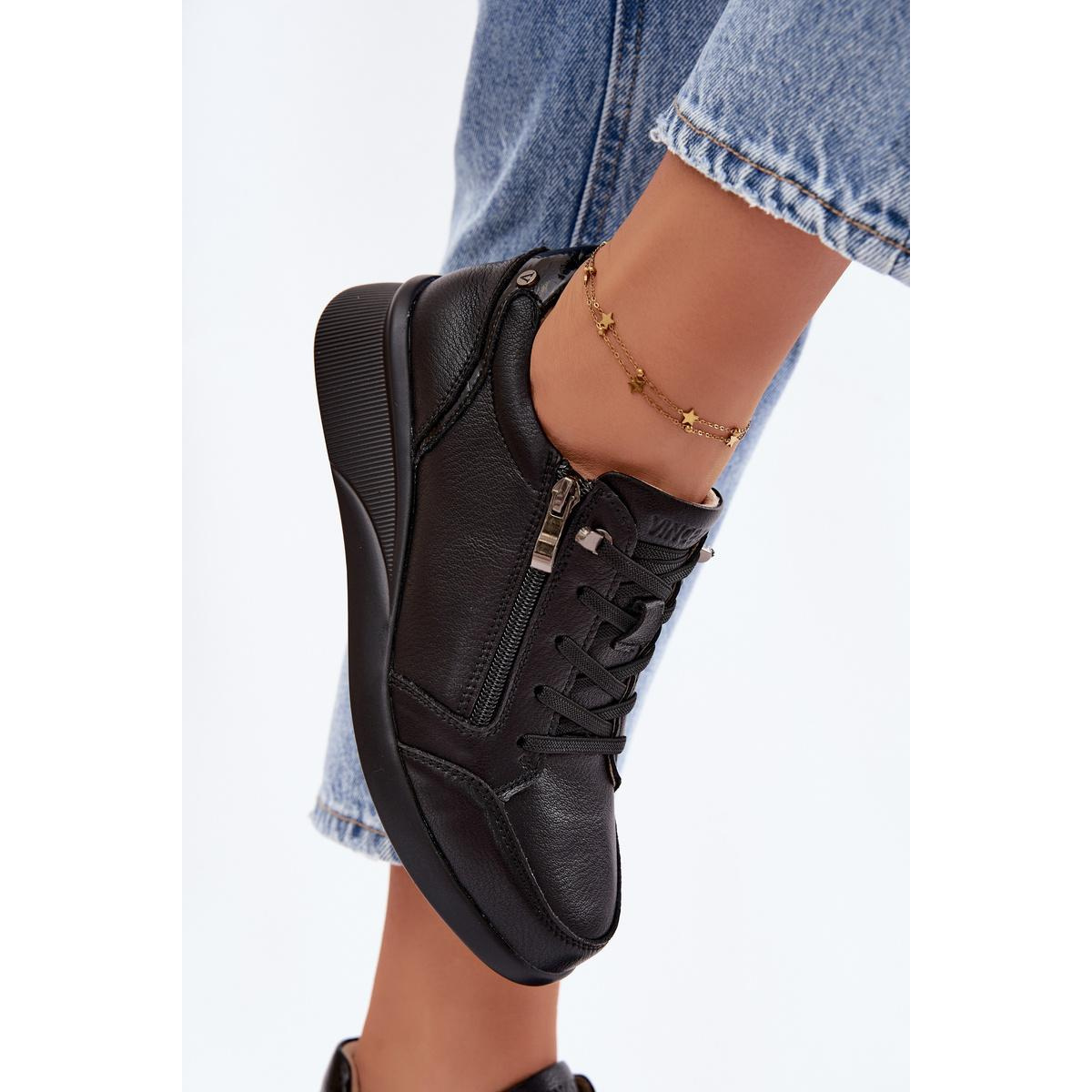 Kožené Sneakers na Platforme Vinceza 79644 Čierne