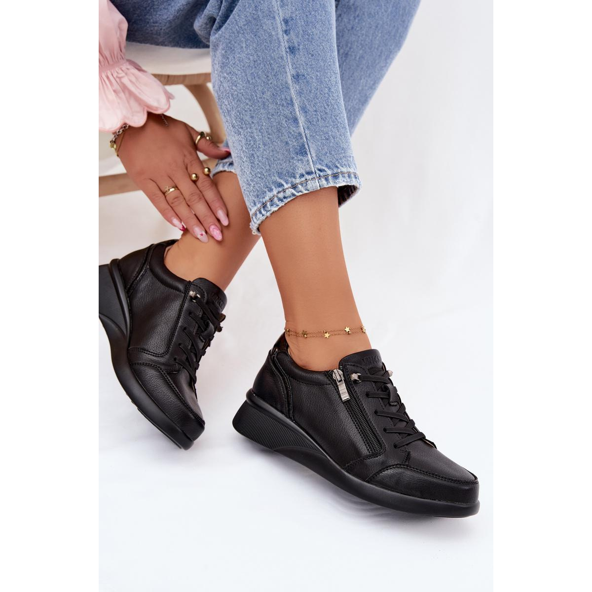 Kožené Sneakers na Platforme Vinceza 79644 Čierne
