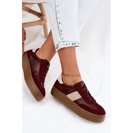 Dámske Tenisky Na Platforme Big Star UU274013 Bordeaux - Odtiene červenej