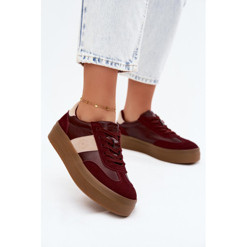 Dámske Tenisky Na Platforme Big Star UU274013 Bordeaux - Odtiene červenej