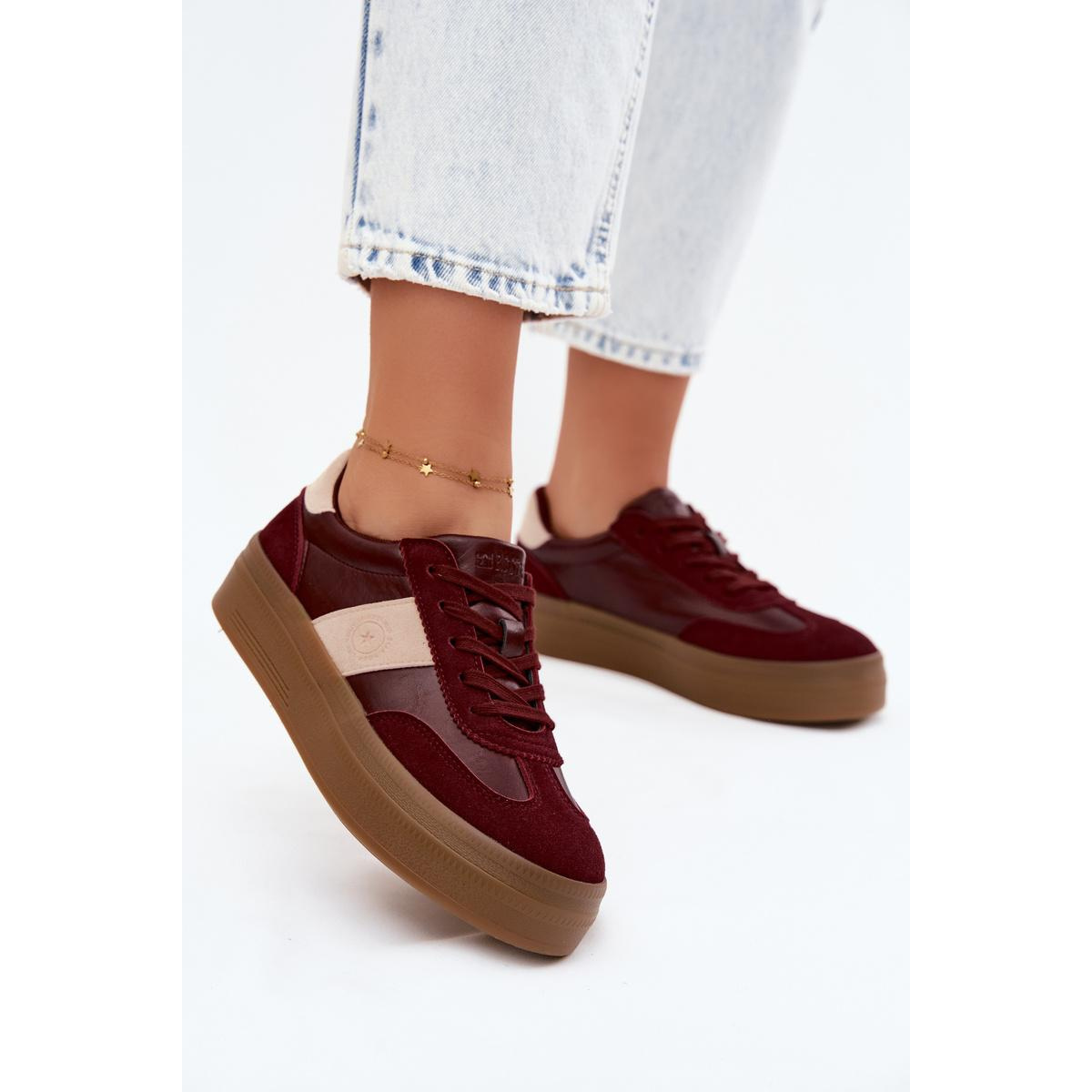 Dámske Tenisky Na Platforme Big Star UU274013 Bordeaux - Odtiene červenej