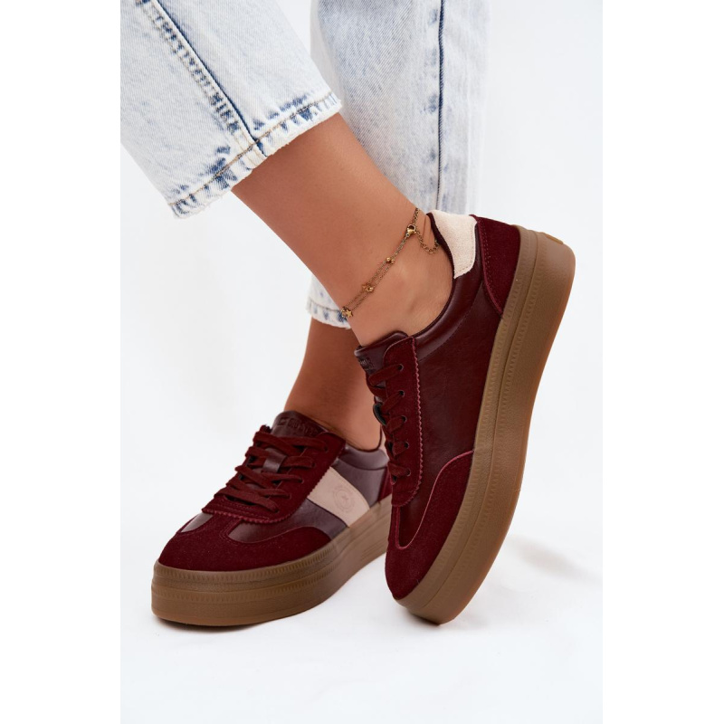 Dámske Tenisky Na Platforme Big Star UU274013 Bordeaux - Odtiene červenej