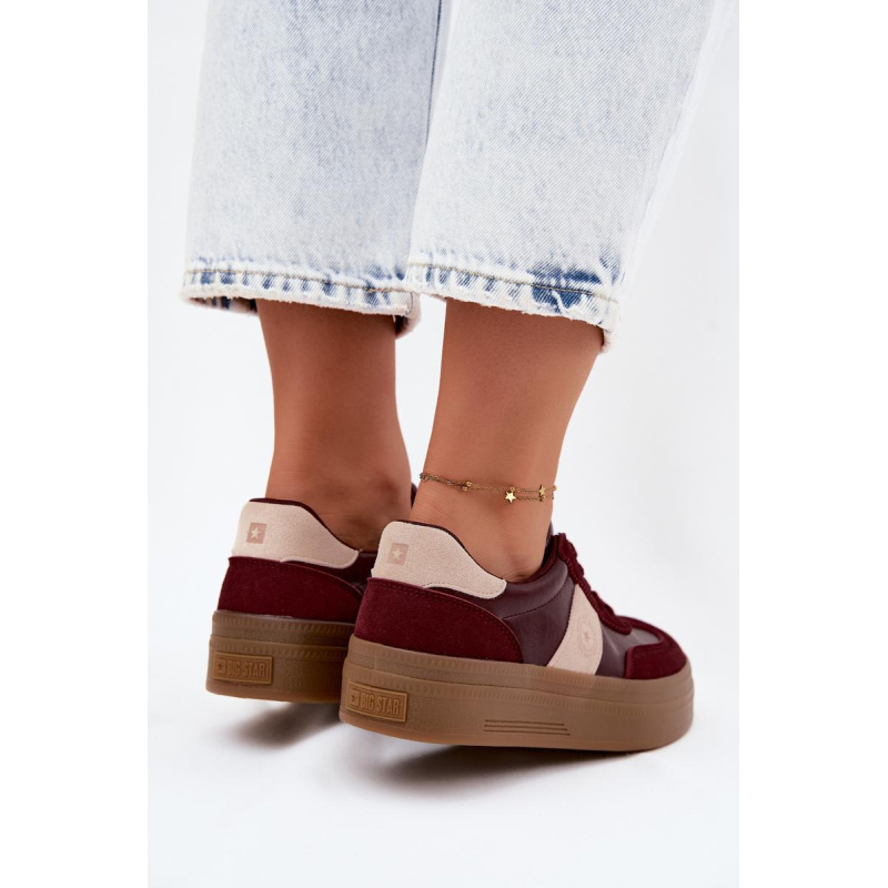 Dámske Tenisky Na Platforme Big Star UU274013 Bordeaux - Odtiene červenej