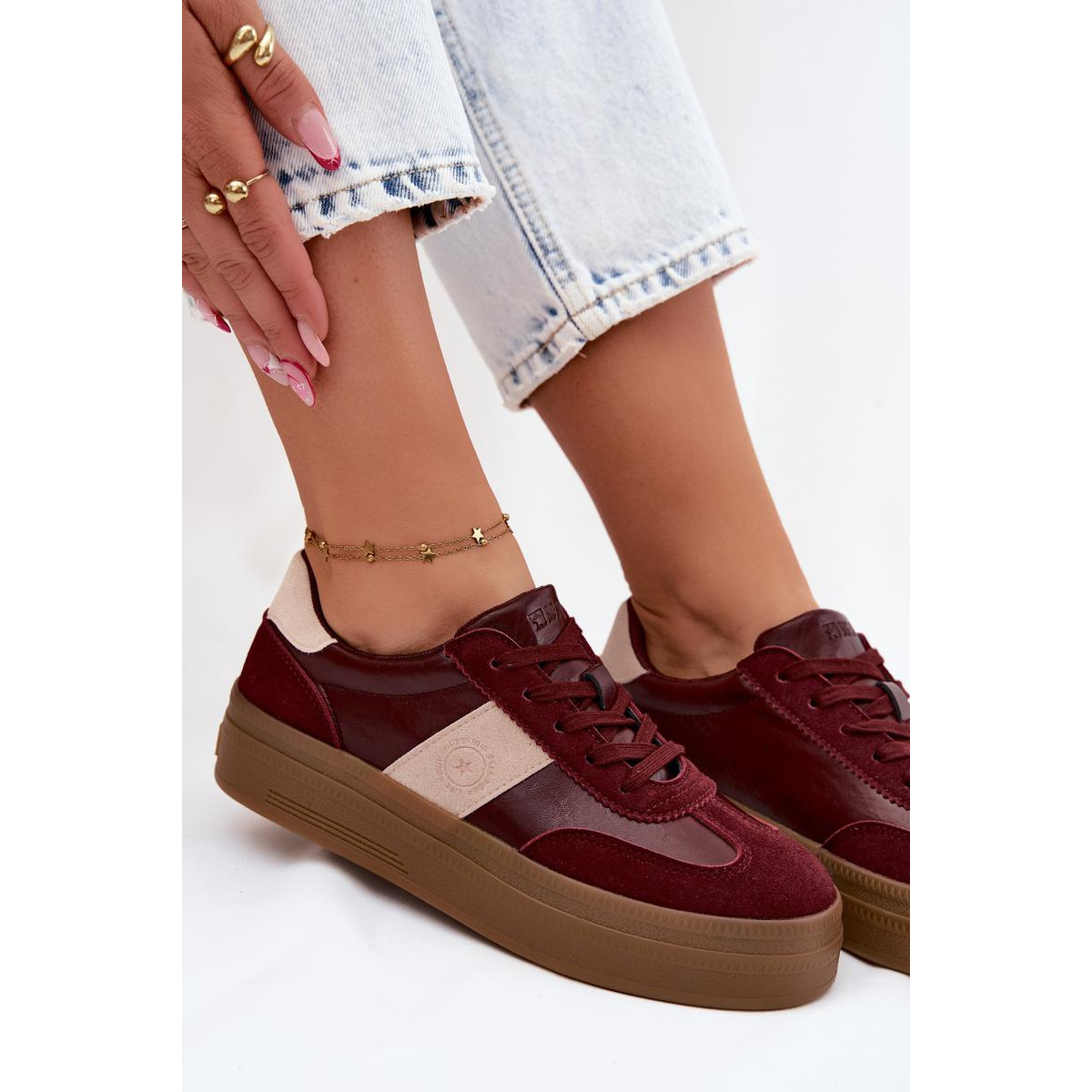 Dámske Tenisky Na Platforme Big Star UU274013 Bordeaux - Odtiene červenej
