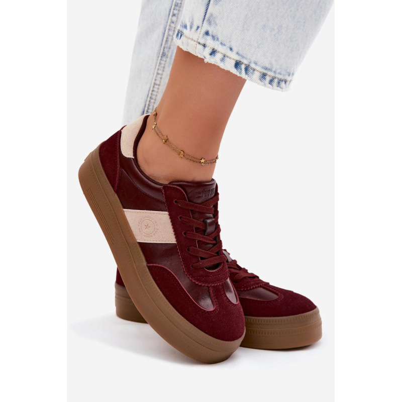 Dámske Tenisky Na Platforme Big Star UU274013 Bordeaux - Odtiene červenej