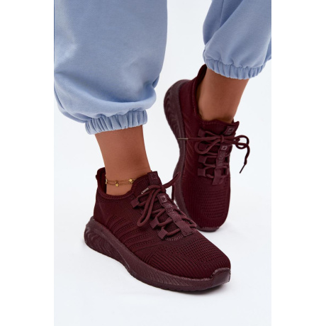 Ľahké Dámske Športové Slip-On Topánky Z Textilu Big Star UU274053 Bordó - Odtiene červenej