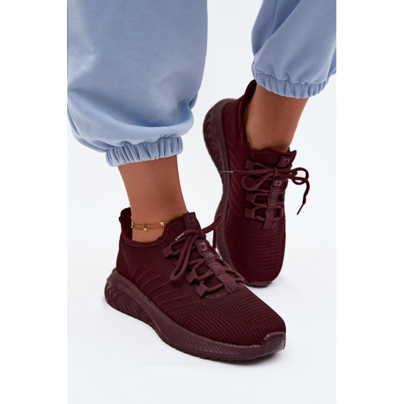 Ľahké Dámske Športové Slip-On Topánky Z Textilu Big Star UU274053 Bordó - Odtiene červenej