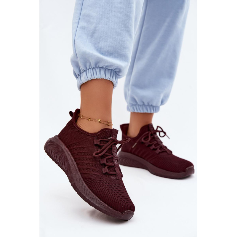 Ľahké Dámske Športové Slip-On Topánky Z Textilu Big Star UU274053 Bordó - Odtiene červenej