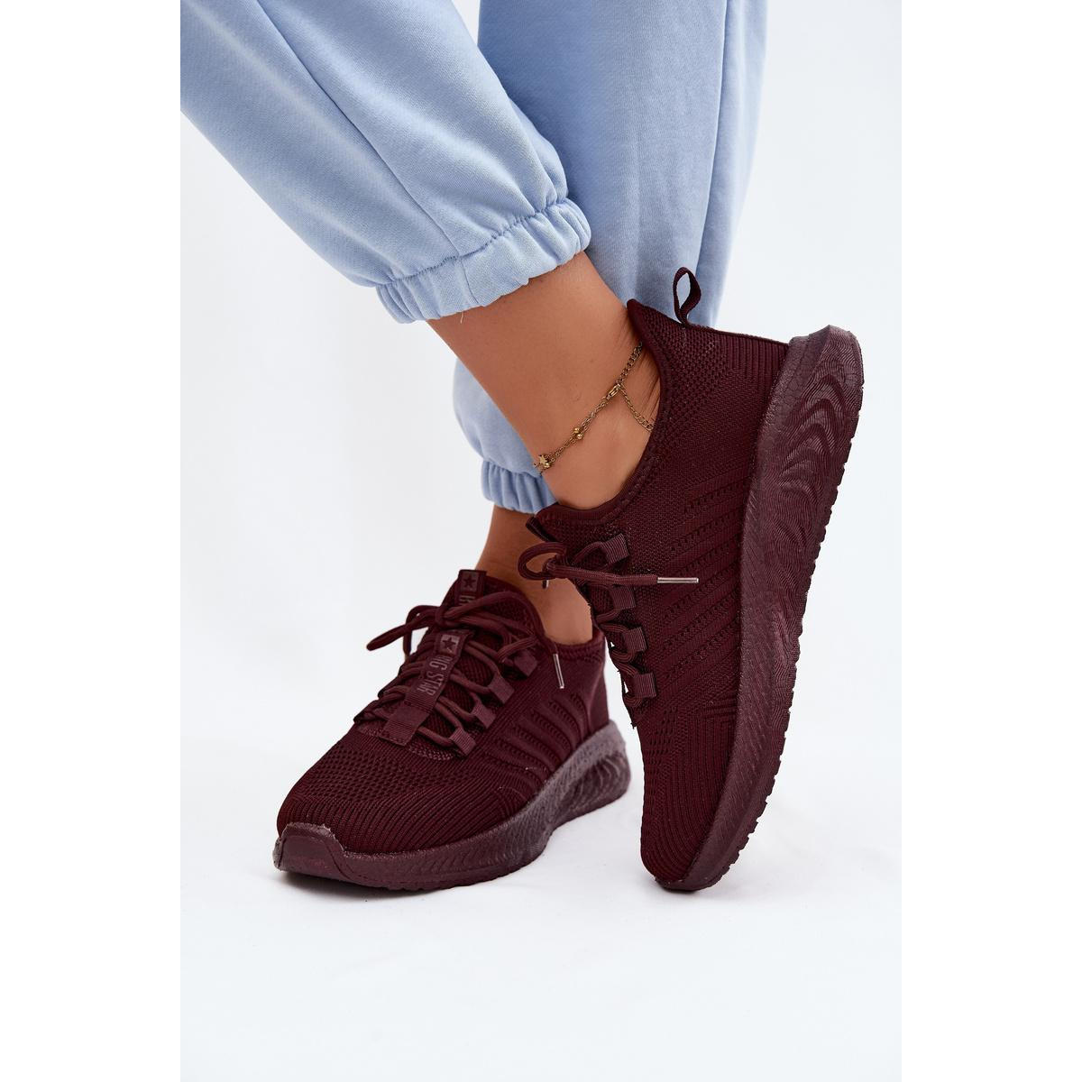 Ľahké Dámske Športové Slip-On Topánky Z Textilu Big Star UU274053 Bordó - Odtiene červenej