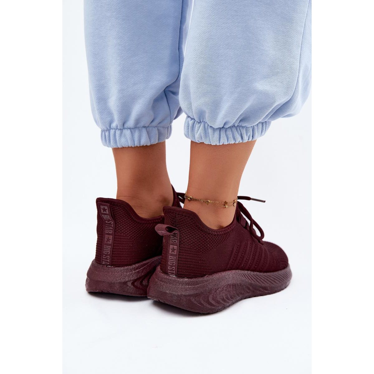 Ľahké Dámske Športové Slip-On Topánky Z Textilu Big Star UU274053 Bordó - Odtiene červenej