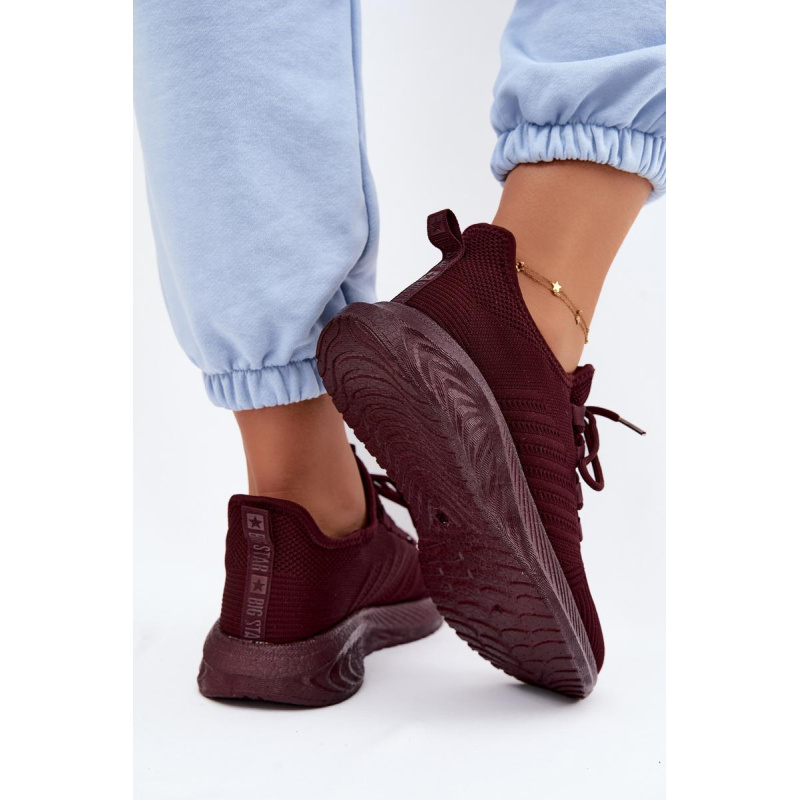 Ľahké Dámske Športové Slip-On Topánky Z Textilu Big Star UU274053 Bordó - Odtiene červenej