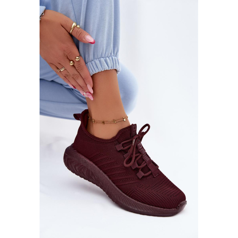 Ľahké Dámske Športové Slip-On Topánky Z Textilu Big Star UU274053 Bordó - Odtiene červenej