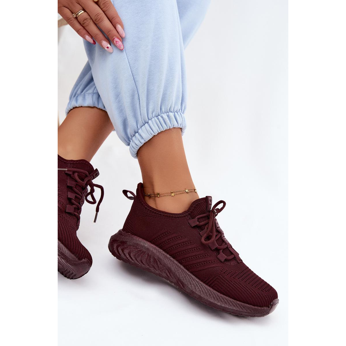 Ľahké Dámske Športové Slip-On Topánky Z Textilu Big Star UU274053 Bordó - Odtiene červenej