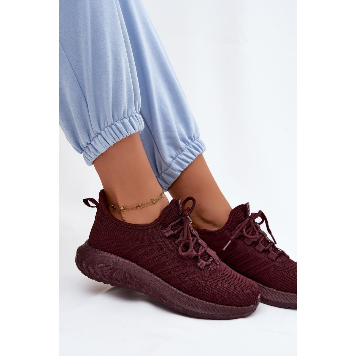 Ľahké Dámske Športové Slip-On Topánky Z Textilu Big Star UU274053 Bordó - Odtiene červenej
