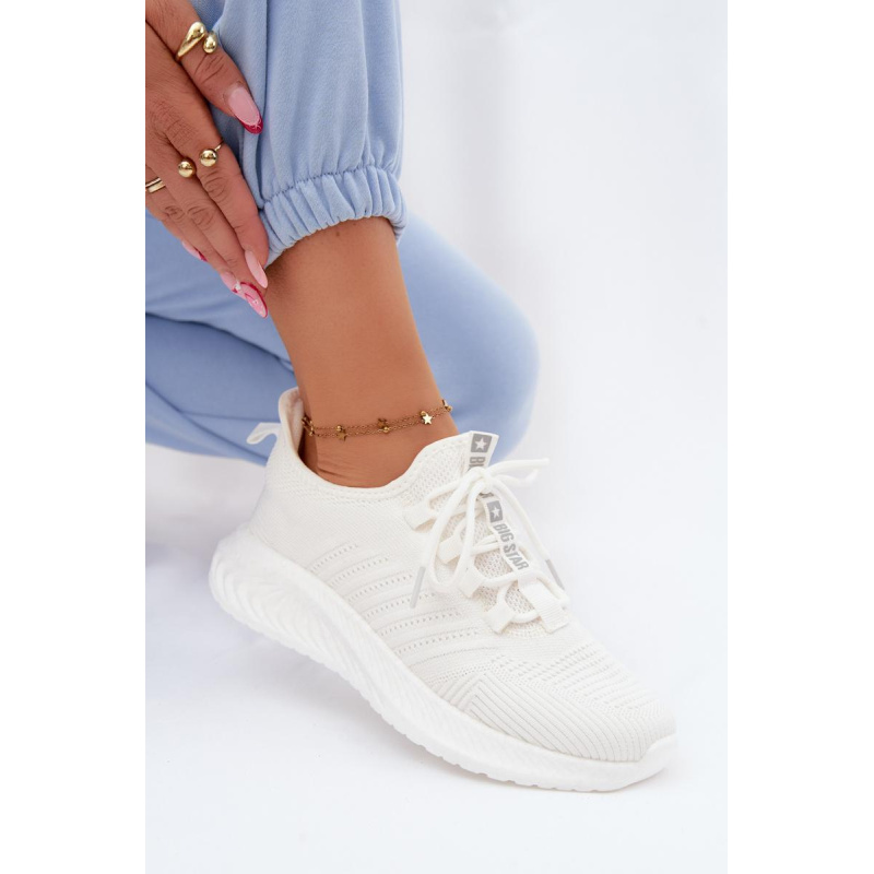 Ľahké Slip-On Dámske Športové Topánky Materiál Big Star UU274056 Biele - Biela