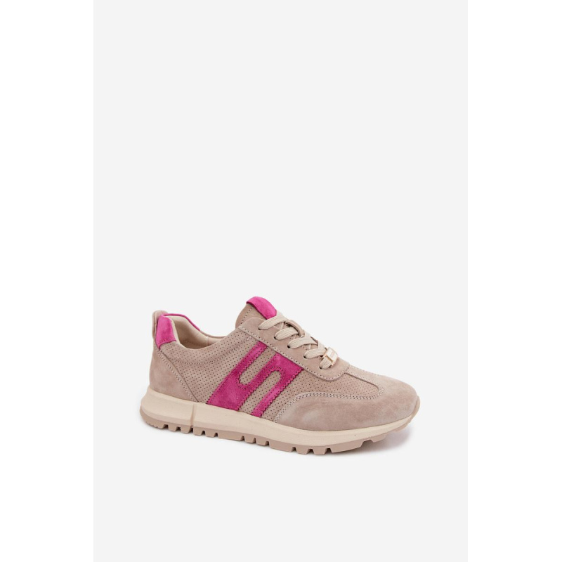 Dámske Športové Tenisky Sneakers Z Prírodného Semišu Béžové Lovey - Béžová
