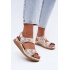 Kožené dámske platformové sandále s Velcro Maciejka L4495-32 Bielo-Zlaté - Biela || Zlatá