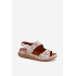Kožené dámske platformové sandále s Velcro Maciejka L4495-32 Bielo-Zlaté - Biela || Zlatá