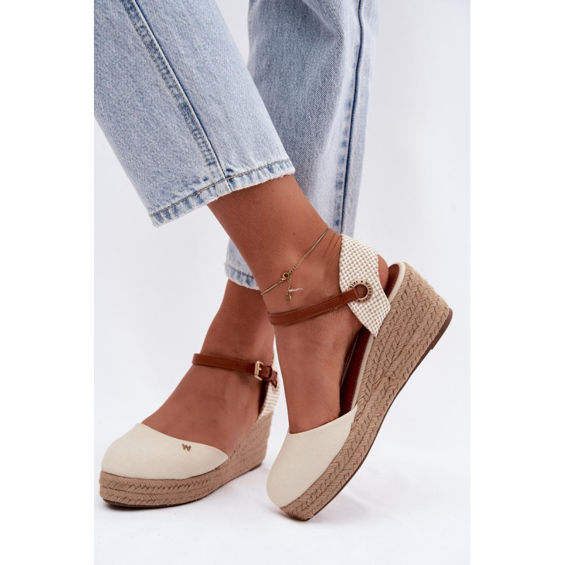 Dámske Espadrille Sandále na Päty Wrangler 20261087-99Q Béžové - Béžová
