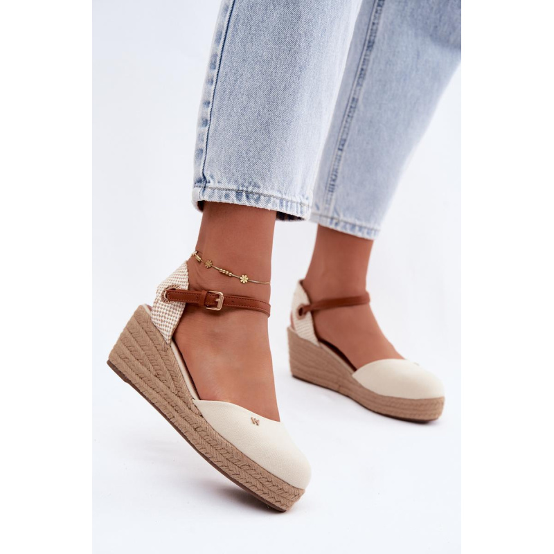 Dámske Espadrille Sandále na Päty Wrangler 20261087-99Q Béžové - Béžová