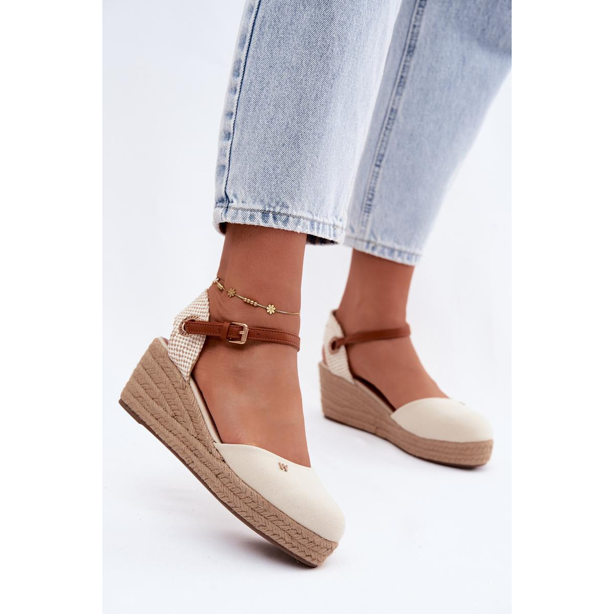 Dámske Espadrille Sandále na Päty Wrangler 20261087-99Q Béžové - Béžová