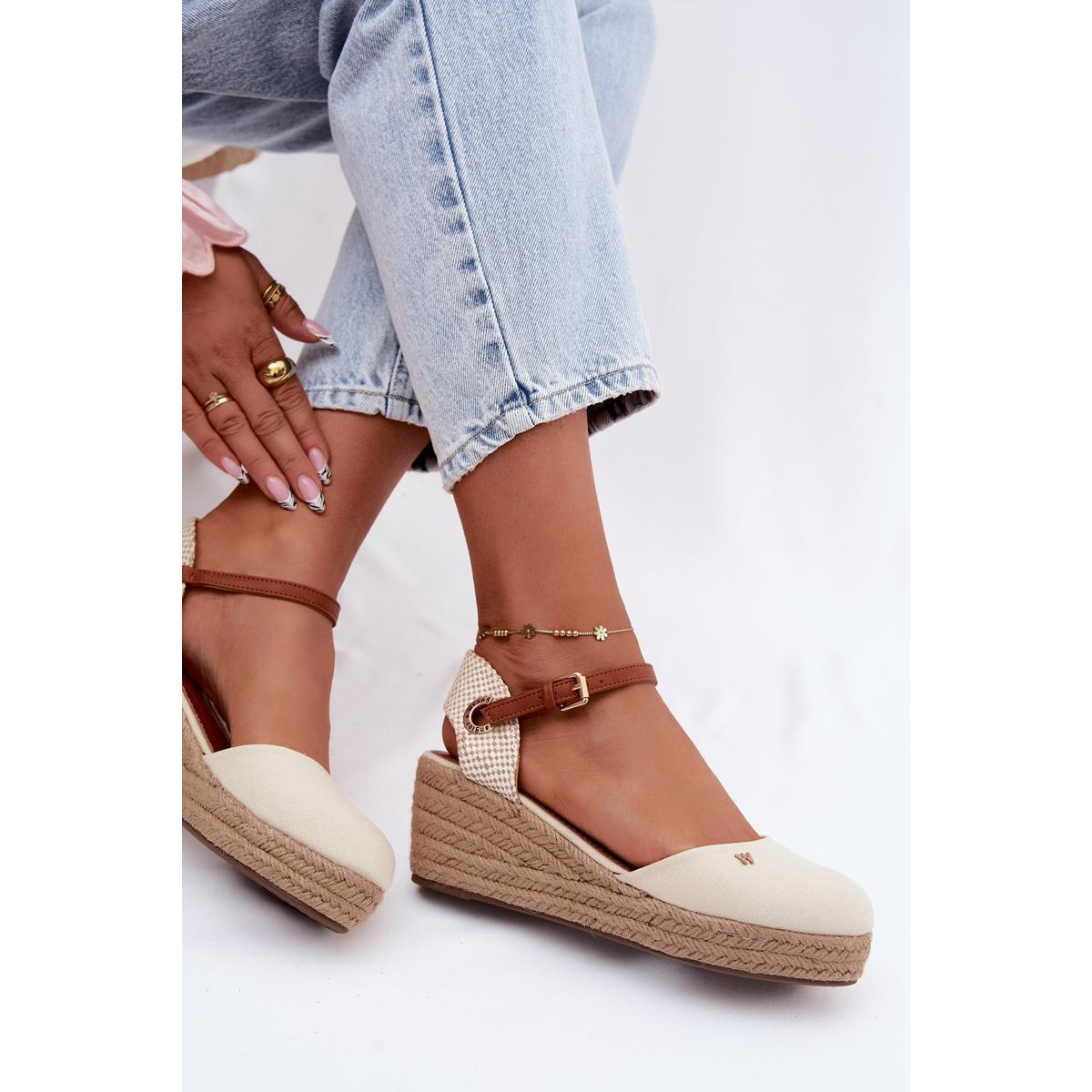 Dámske Espadrille Sandále na Päty Wrangler 20261087-99Q Béžové - Béžová