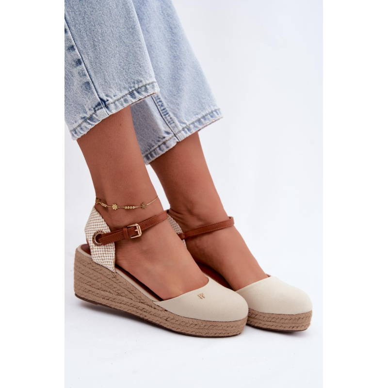Dámske Espadrille Sandále na Päty Wrangler 20261087-99Q Béžové - Béžová