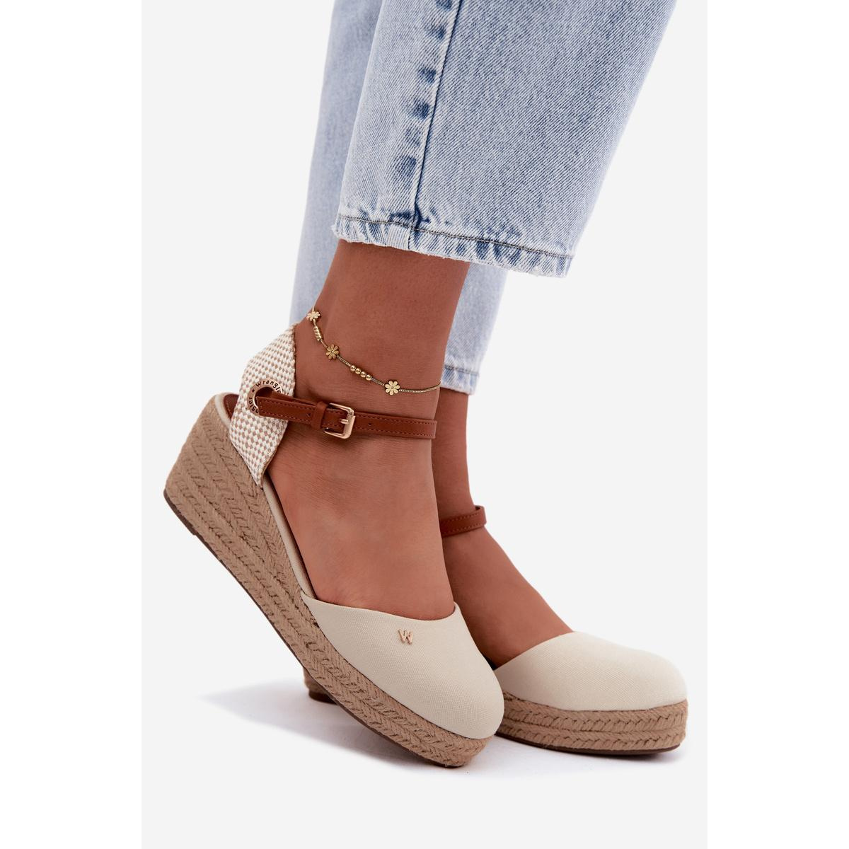 Dámske Espadrille Sandále na Päty Wrangler 20261087-99Q Béžové - Béžová
