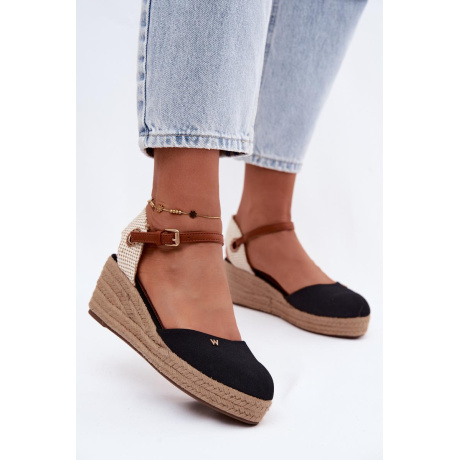 Dámske Espadrille Sandále na Opätku Wrangler 20261087-25Y Čierne - Čierna