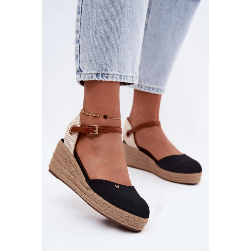 Dámske Espadrille Sandále na Opätku Wrangler 20261087-25Y Čierne - Čierna