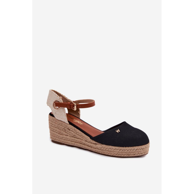 Dámske Espadrille Sandále na Opätku Wrangler 20261087-25Y Čierne - Čierna