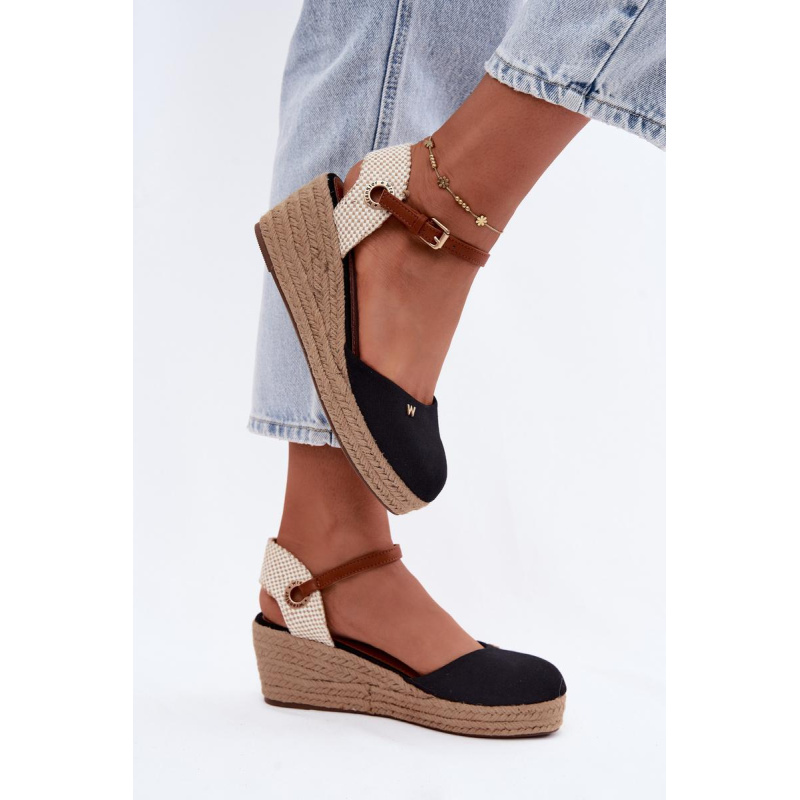 Dámske Espadrille Sandále na Opätku Wrangler 20261087-25Y Čierne - Čierna