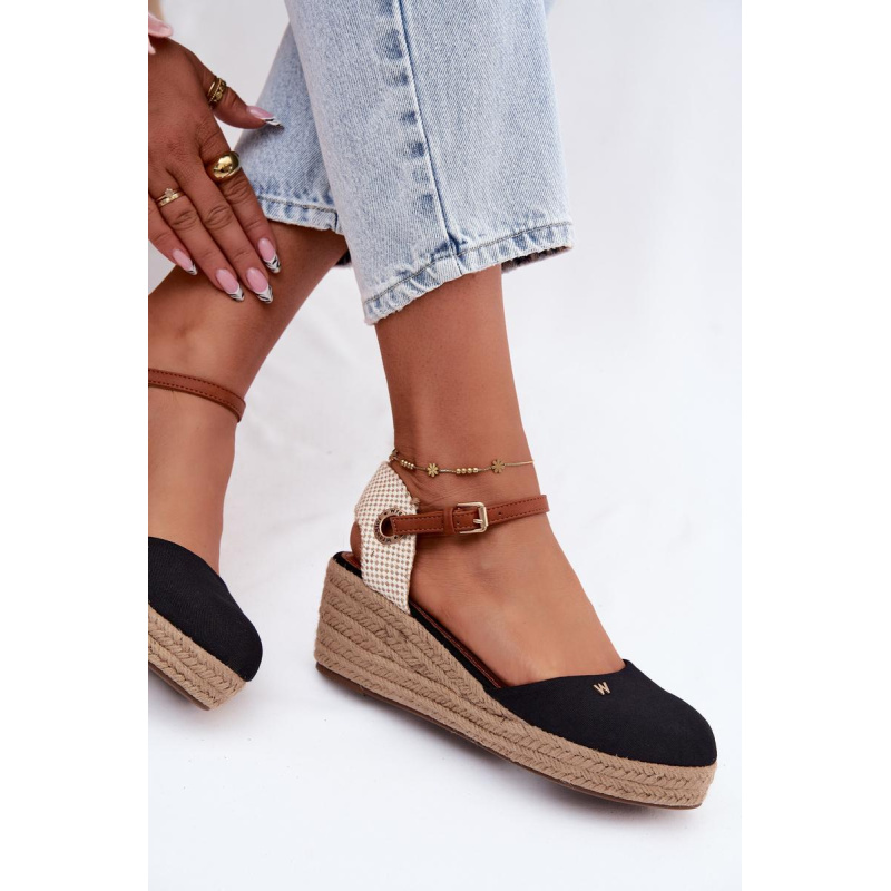 Dámske Espadrille Sandále na Opätku Wrangler 20261087-25Y Čierne - Čierna