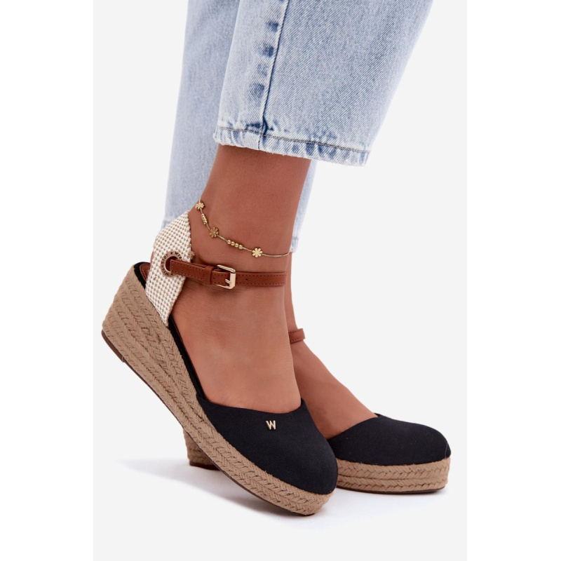 Dámske Espadrille Sandále na Opätku Wrangler 20261087-25Y Čierne - Čierna