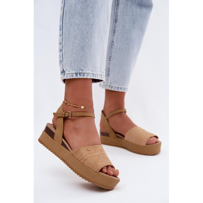 Dámske platformové sandále Wrangler 20261076.38F Tmavá béžová - Béžová